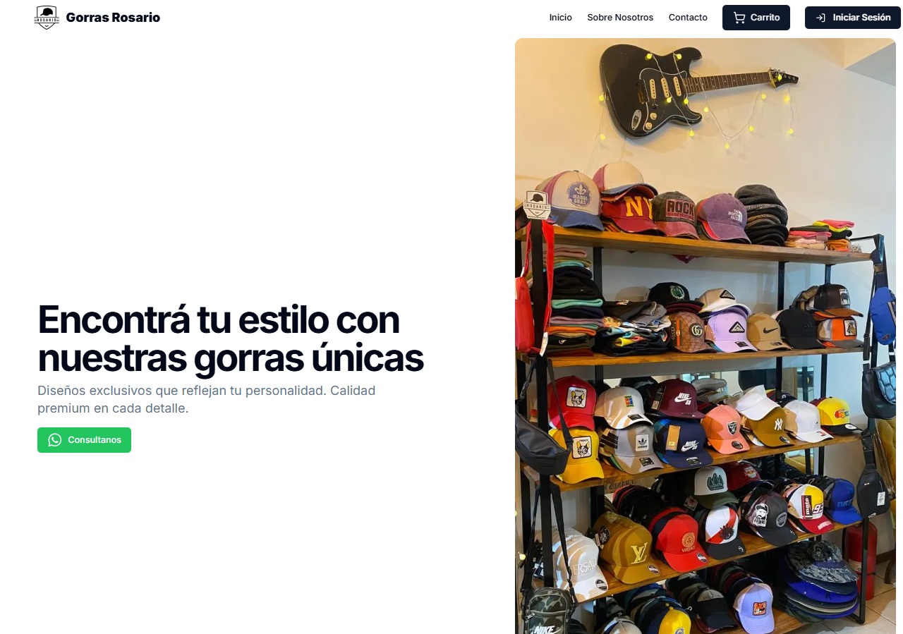 Screenshot of Gorras Rosario e-commerce case